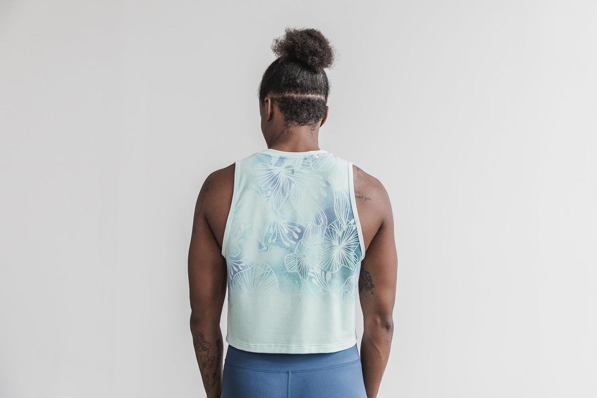 Nobull Muscle Women's Tank Tops Green Floral | Australia (NR8734)